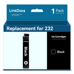 LinkDocs Ink Replacement for Epson 232 ink cartridges BK work for Expression Home XP-4200 XP-4205 Workforce WF-2950 WF-2930 Printer Ink(Black 1Pack)