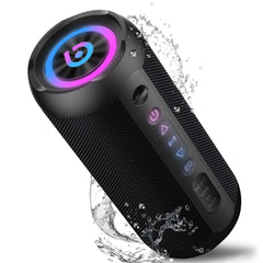 Portable Bluetooth Speaker IPX7 Waterproof, 30W Loud Sound, Deep Bass, Bluetooth 5.4, LED Lights, Wireless Stereo Pairing, 24H Playtime, for Home/Outdoor/Party/Beach, Birthday Gift (Black)